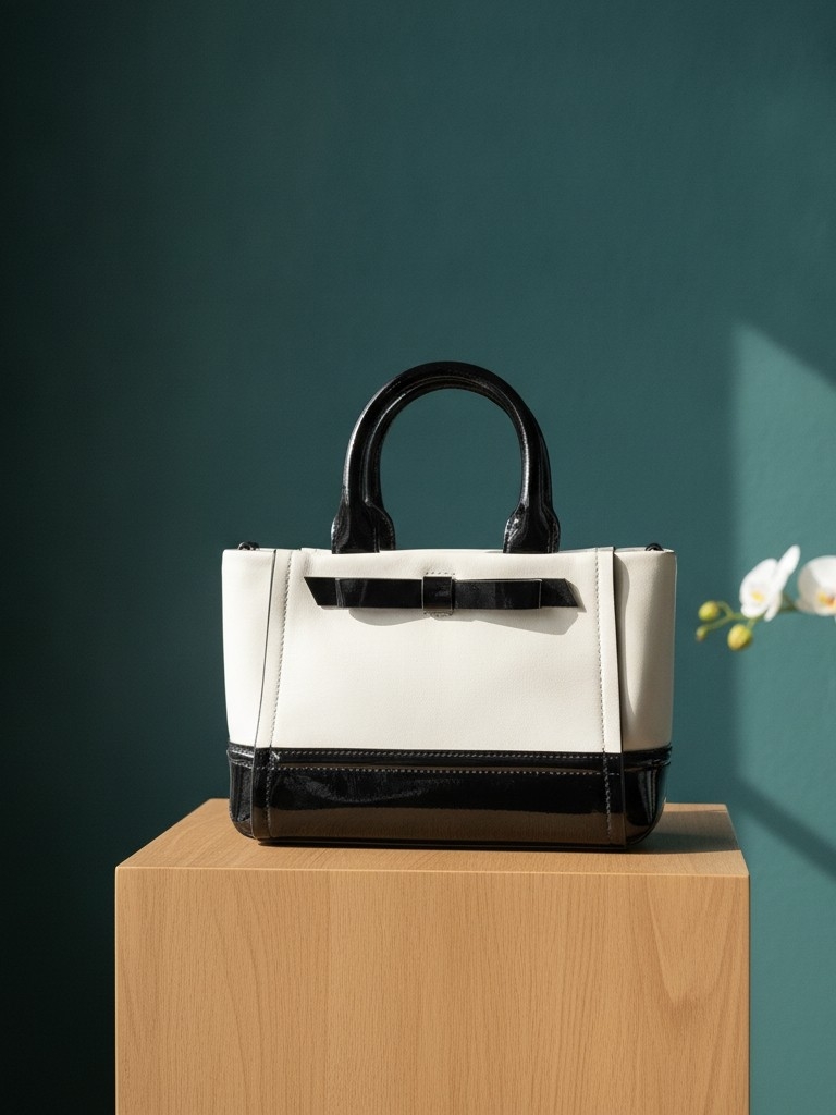 Classic Kate Spade 2-Tone White And Black Bow Tote Circa 2013